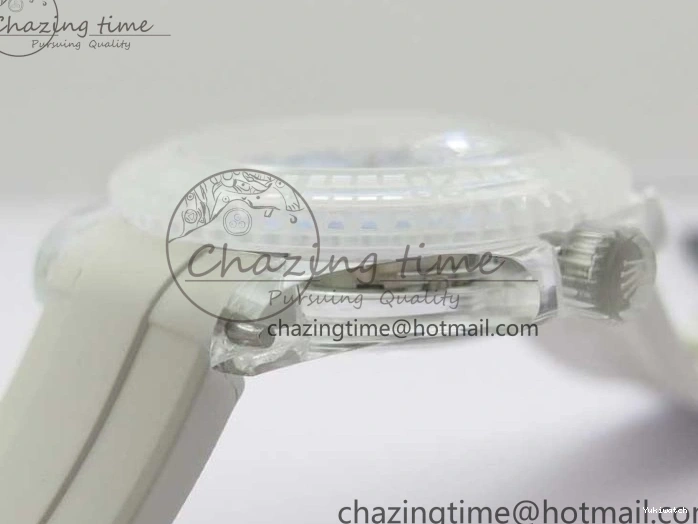 Best Phantomlab Edition 3AF White Dial Submariner VR3135 on Strap Rubber Blue Transparent Light 1109